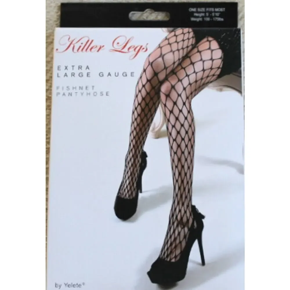 Killer Legs Extra L Gauge Fishnet Pantyhose One Size Black Goth Goblin Devilcore